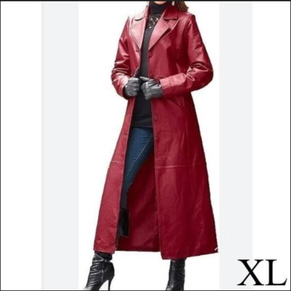 *BN* Long Red Trench Coat - Size XL - Picture 1 of 8